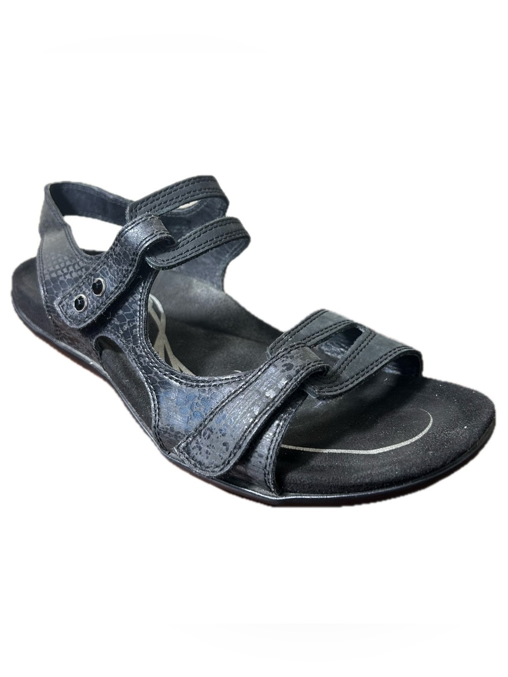 Abeo Sandals Sz 8.5N Women's Black Adjustable Leather Comfort Strappy Outdoor